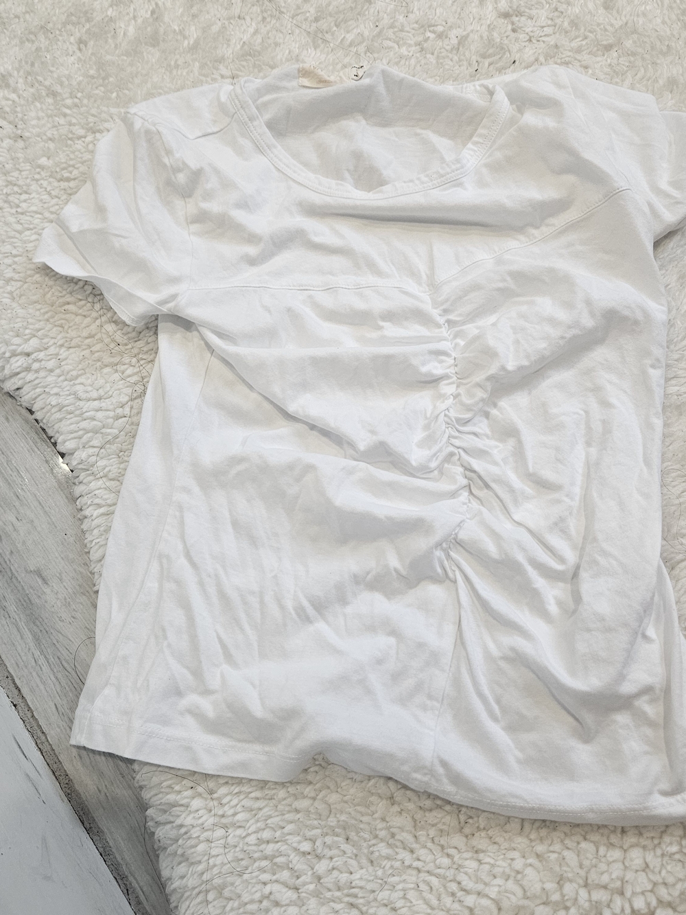 Nation LTD White Short Sleeve Ruched Front Tee
